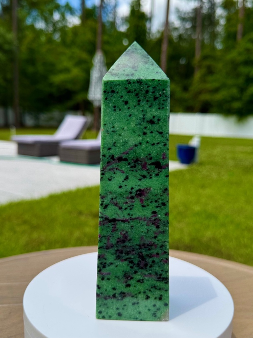 Large Ruby Zoisite Crystal Quartz Tower